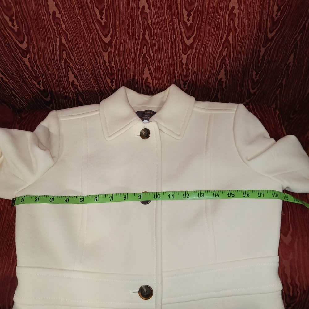 J. CREW Double Cloth Cream Collared Pockets Button Up 94% Wool Women's Size 8 - Picture 8 of 11
